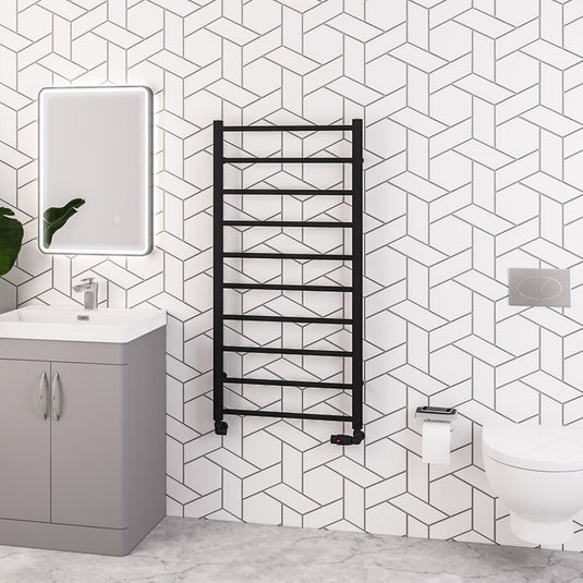 Eastbrook Tuscan Round Towel Rail 1200x600mm Matt Black | 89.1593