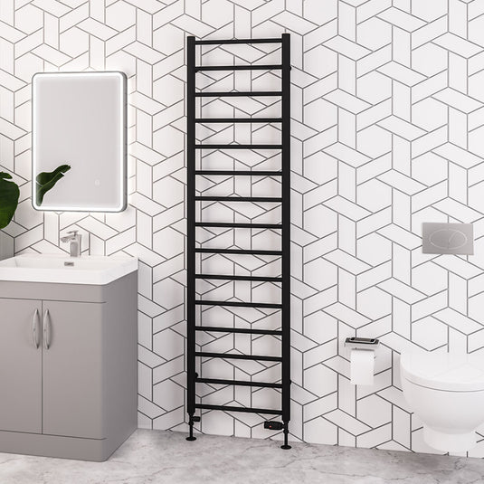 Eastbrook Tuscan Round Towel Rail 1800x500mm Matt Black | 89.1594