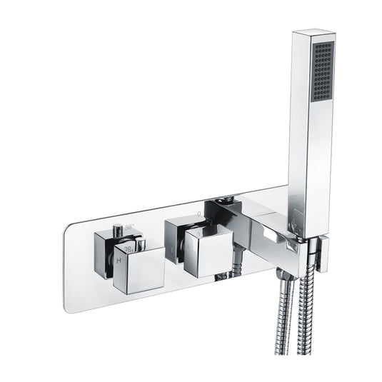 Eastbrook Square Horizontal Thermostatic Shower Valve with Shower Handset Hose & Holder Chrome | 93.0027