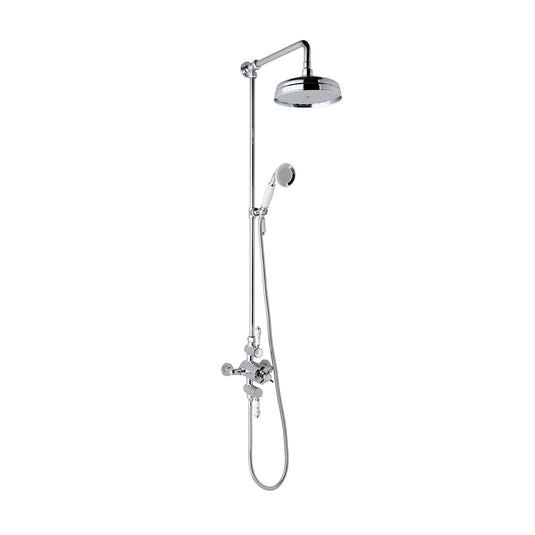Eastbrook Traditional Riser Kit with Twin Shower Valve Shower Head & Hose White Chrome | 93.0071