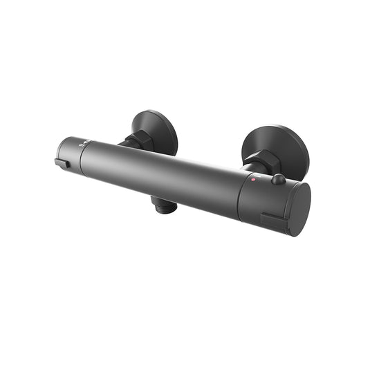 Eastbrook Round Thermostatic Bar Shower Valve with Bottom Outlet Smooth Black | 93.0089