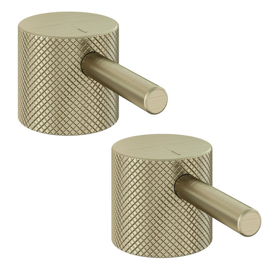 Eastbrook Meriden Full Knurling Tap Handles Bath Filler Shower Mixer Pair Brushed Brass | 98.2029
