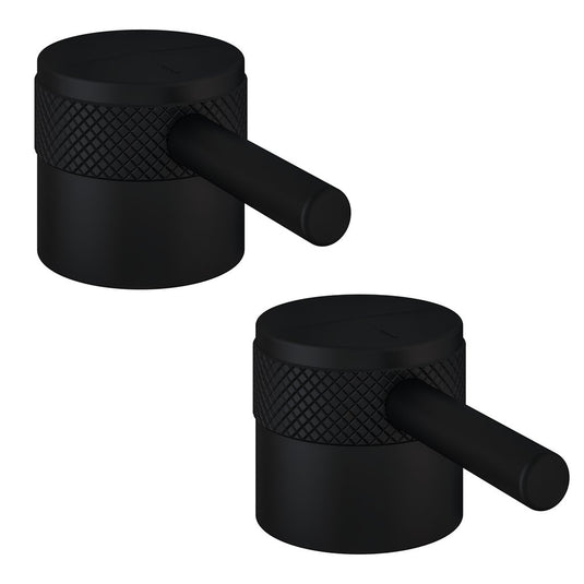 Eastbrook Meriden Half Knurling Tap Handles 2 Tap Hole Bath Filler Shower Mixer Pair Matt Black | 98.2032