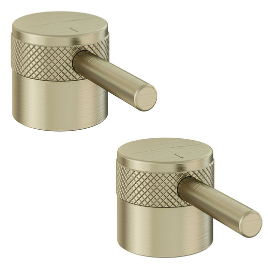 Eastbrook Meriden Half Knurling Tap Handles 2 Tap Hole Bath Filler Shower Mixer Pair Brushed Brass | 98.2033