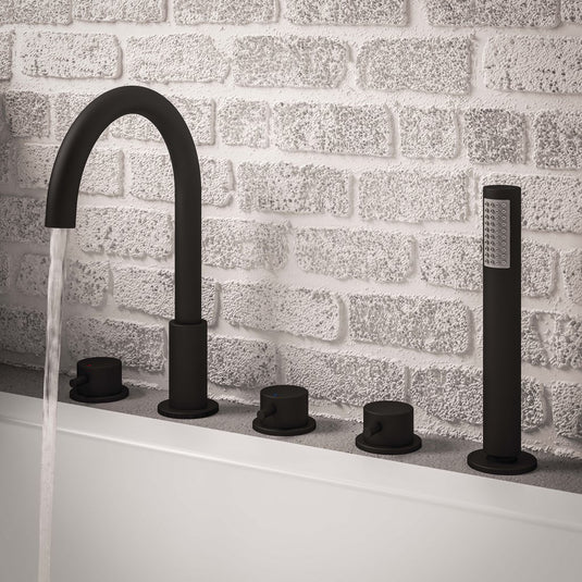 Eastbrook Meriden 5 Tap Hole Bath Shower Mixer Tap Matt Black | 98.2042