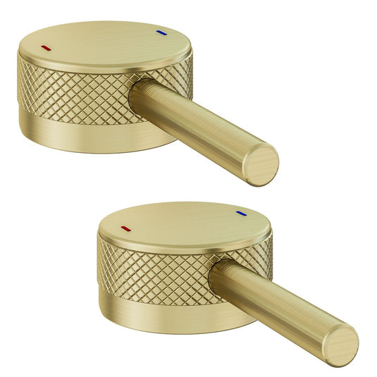 Eastbrook Meriden Half Knurling Tap Handle Freestanding Bath Tap Single Brushed Brass | 98.2066