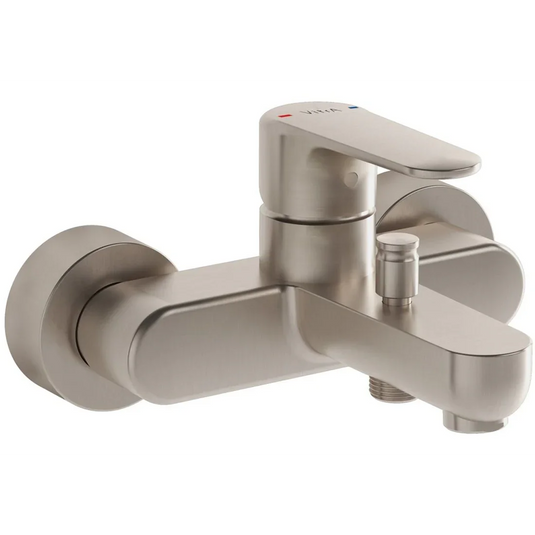 VitrA Root Round Wall Mounted Bath/Shower Mixer - Brushed Nickel - A4272534EXP - Envy Bathrooms Ltd