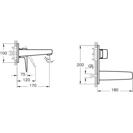 VitrA Root Square Wall Mounted Basin Mixer - Brushed Nickel - A4273834EXP - Envy Bathrooms Ltd