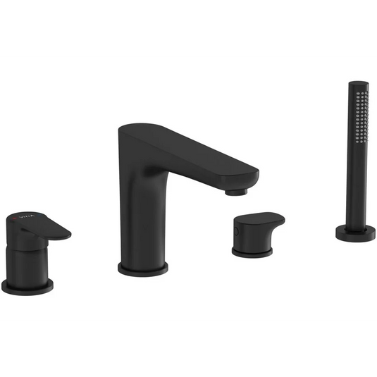 VitrA Root Round 4-Hole Bath/Shower Mixer - Matt Black - A4274336EXP - Envy Bathrooms Ltd