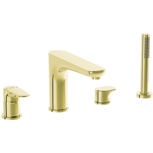 VitrA Root Round 4-Hole Bath/Shower Mixer - Soft Gold - A4274374EXP - Envy Bathrooms Ltd