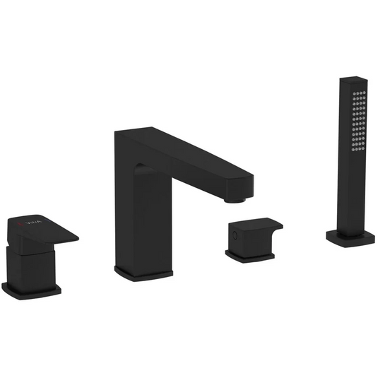 VitrA Root Square 4-Hole Bath/Shower Mixer - Matt Black - A4275736EXP - Envy Bathrooms Ltd