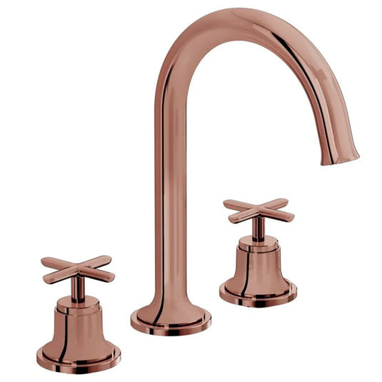 VitrA Origin Classic 3-Hole Basin Mixer - Soft Copper - A4289129 - Envy Bathrooms Ltd