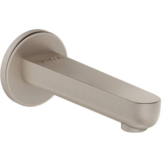 VitrA Root Round Wall Mounted Bath Spout - Brushed Nickel - A4311134EXP - Envy Bathrooms Ltd