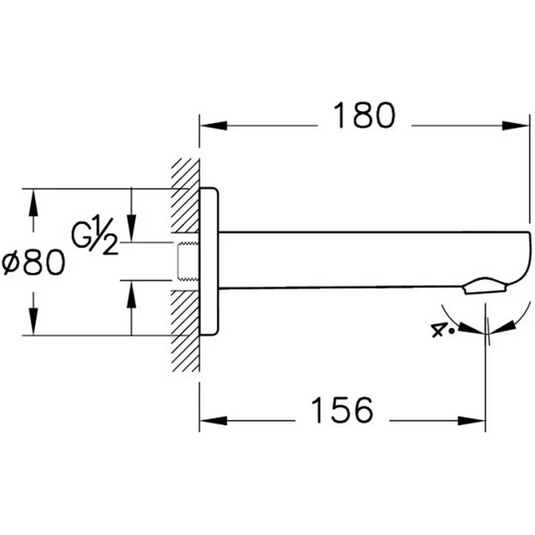 VitrA Root Round Wall Mounted Bath Spout - Chrome - A43111EXP - Envy Bathrooms Ltd