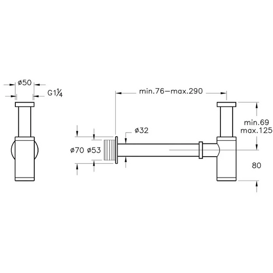 VitrA Universal Bottle Trap - Brushed Nickel - A4512334 - Envy Bathrooms Ltd