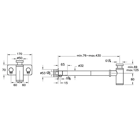 VitrA Bottle Trap for Basins With Isolation Taps (Symmetric) - Soft Copper - A4515929 - Envy Bathrooms Ltd