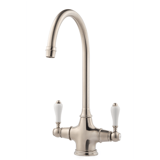 Clearwater Alrisha Twin Lever Monobloc Kitchen Sink Mixer Tap - Brushed Nickel - ALR2BN