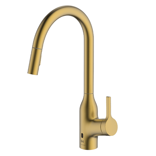 Clearwater Amelio Pull Out Sensor Kitchen Sink Mixer Tap - Brushed Brass - AML10BB