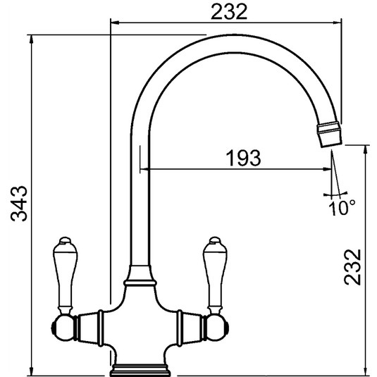 Clearwater Alrisha Twin Lever Monobloc Kitchen Sink Mixer Tap - Brushed Nickel - ALR2BN