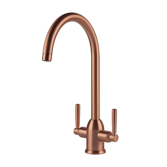 Clearwater Alzira C Twin Lever Monobloc Kitchen Sink Mixer Tap - Brushed Copper - ALZBC