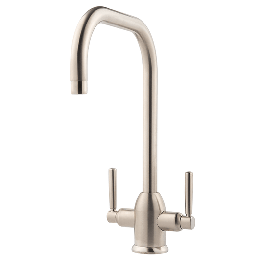 Clearwater Alzira U Twin Lever Monobloc Kitchen Sink Mixer Tap - Brushed Nickel - CAMBS