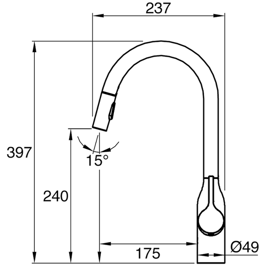 Clearwater Amelio Pull Out Sensor Kitchen Sink Mixer Tap - Brushed Nickel - AML10BN