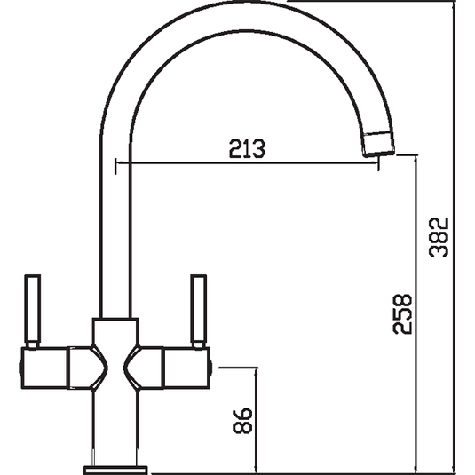 Clearwater Auva C Twin Lever Monobloc Kitchen Sink Mixer Tap - Chrome - AU2CP