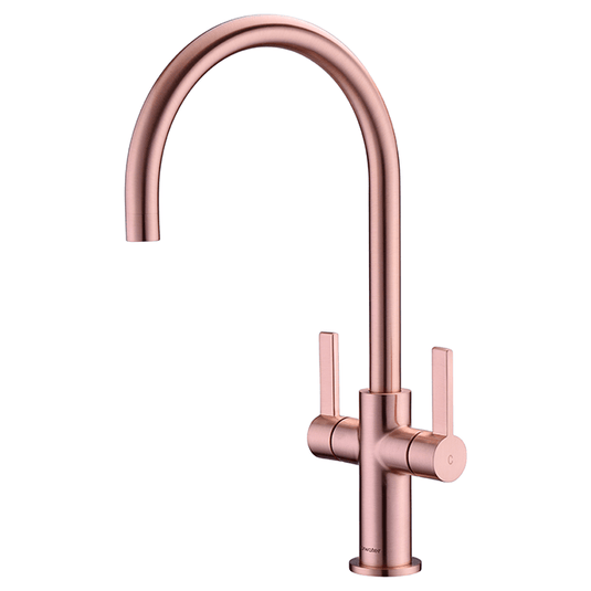 Clearwater Auva C Twin Lever Monobloc Kitchen Sink Mixer Tap - Brushed Copper - AU2BC