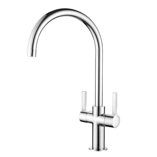 Clearwater Auva C Twin Lever Monobloc Kitchen Sink Mixer Tap - Chrome - AU2CP