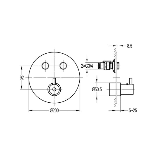Flova Levo Round 2-Outlet GoClick Finishing Set – Brushed Brass - BRB-LVGO-2-RO