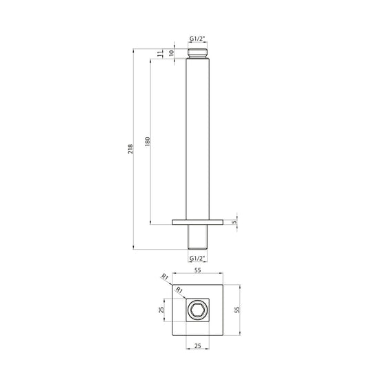 Scudo Mono Square Shower Ceiling Arm - Black - BLACK009ORBL