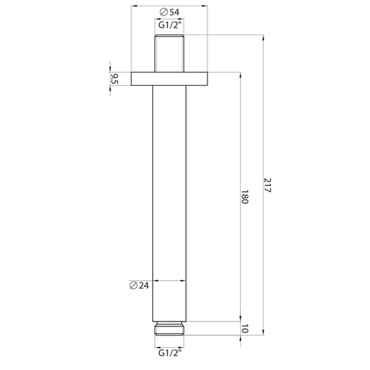 Scudo Mono Round Shower Ceiling Arm - Matt Black - BLACK015ORBL