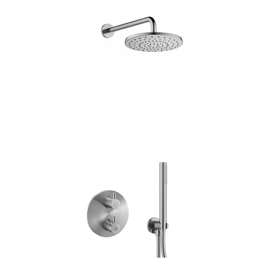 Flova Levo Round Shower Pack With ABS RainShower And HandShower Kit – Brushed Nickel - BN-LV2PK1-RO