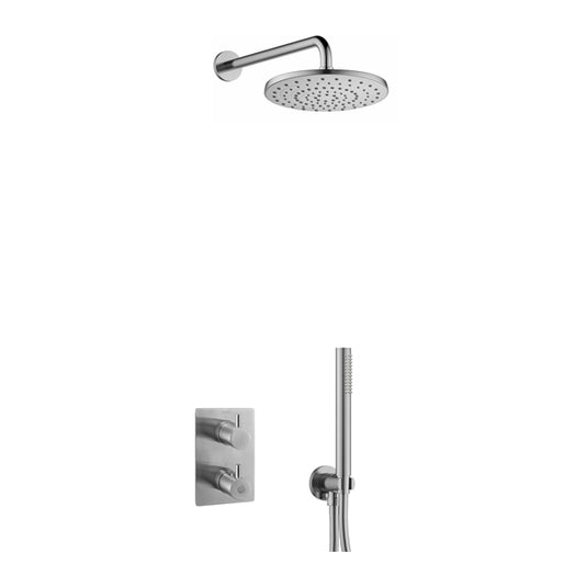 Flova Levo Square Shower Pack With ABS RainShower And HandShower Kit – Brushed Nickel - BN-LV2PK1-SQ