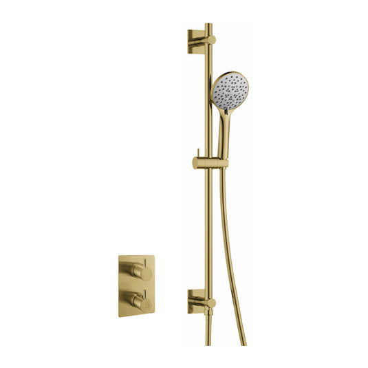 Flova Levo Square Shower Pack With Slide Rail – Brushed Brass - BRB-LV1PK1-SQ