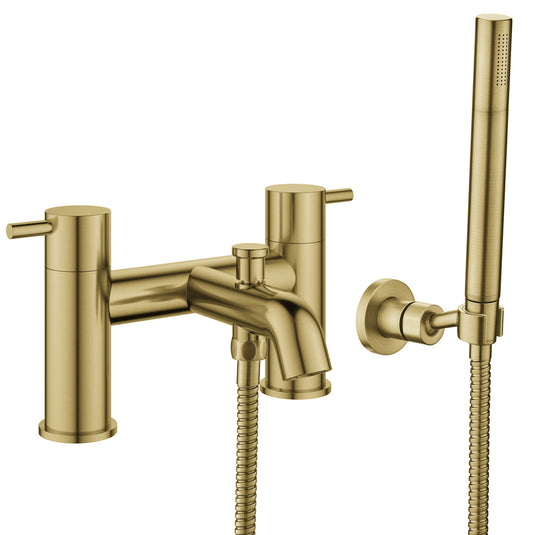 Flova Levo 2-Hole Deck Mounted Bath Shower Mixer Tap – Brushed Brass - BRB-LVBSM