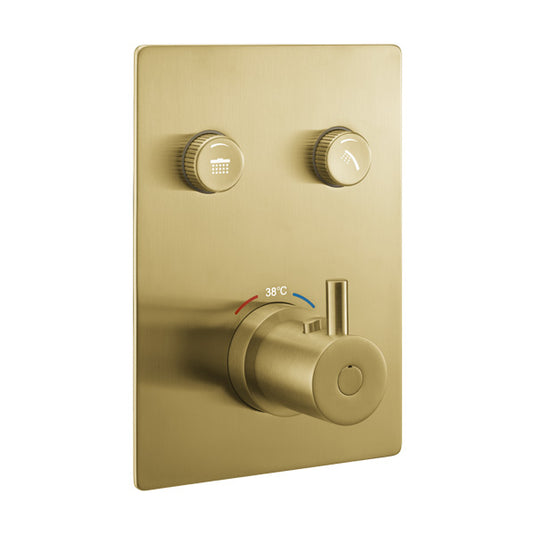 Flova Levo Square 2-Outlet GoClick Finishing Set – Brushed Brass - BRB-LVGO-2-SQ