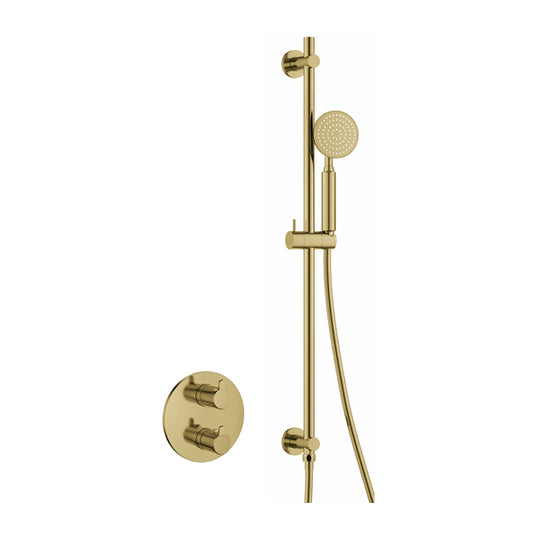 Flova Moonlight Round Shower Pack With Slide Rail – Brushed Brass - BRB-ML1PK1-RO