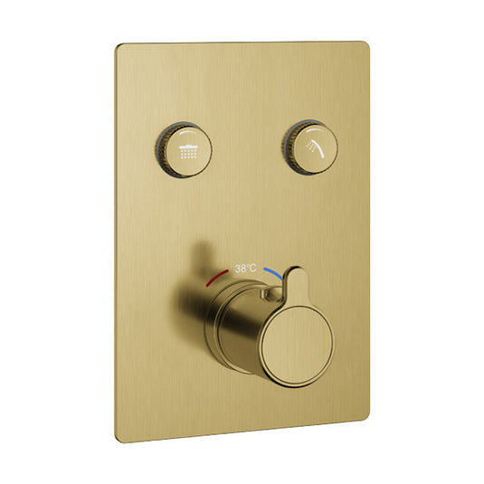 Flova Moonlight Square 2-Outlet GoClick Finishing Set – Brushed Brass - BRB-MLGO-2/SQ