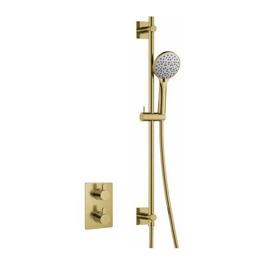 Flova Smart Square Shower Pack With Slide Rail – Brushed Brass - BRB-SM1PK1-SQ