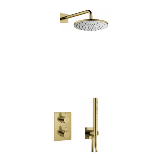 Flova Smart Square Shower Pack With ABS Rainshower And Handshower Kit – Brushed Brass - BRB-SM2PK1-SQ