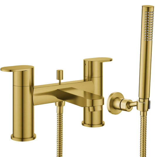 Flova Smart 2-Hole Deck Mounted Bath Shower Mixer Tap – Brushed Brass - BRB-SMBSM