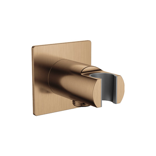 Flova Wall Outlet With Handset Holder – Square Plate – Brushed Bronze - BRO-KI8812A