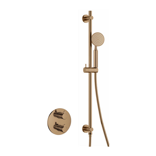Flova Moonlight Round Shower Pack With Slide Rail – Brushed Bronze - BRO-ML1PK1-RO