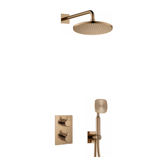 Flova Moonlight Square Shower Pack With Air-Mixed Rainshower And Handshower Kit – Brushed Bronze - BRO-ML2PK1-SQ