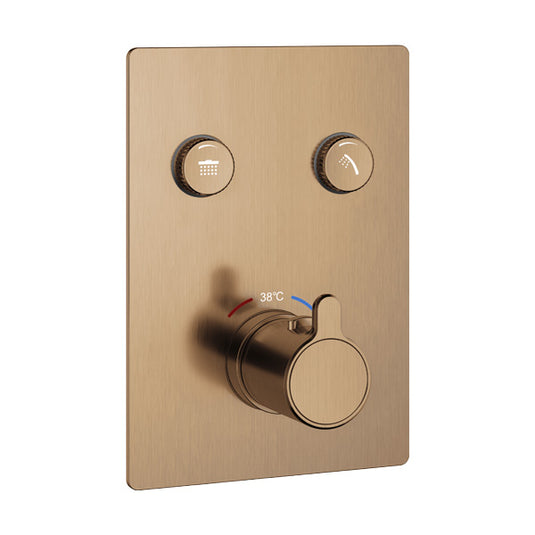 Flova Moonlight Square 2-Outlet GoClick Finishing Set – Brushed Bronze - BRO-MLGO-2/SQ