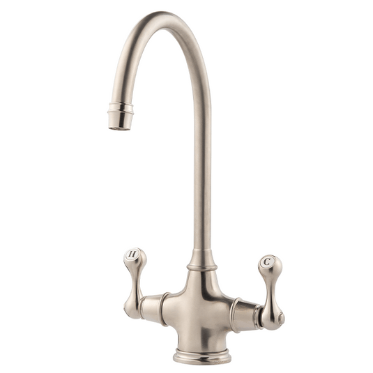 Clearwater Coriolis Twin Lever Monobloc Kitchen Sink Mixer Tap - Brushed Nickel - CO2BN