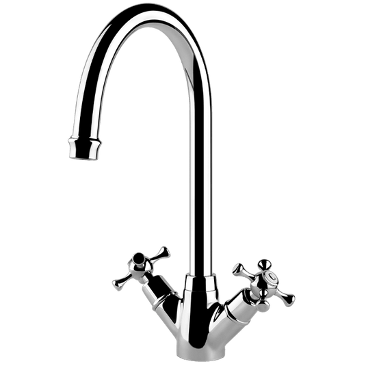 Clearwater Cottage Twin Lever Monobloc Kitchen Sink Mixer Tap - Chrome - COTC