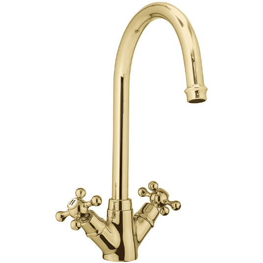 Clearwater Cottage Twin Lever Monobloc Kitchen Sink Mixer Tap - Gold - COTG