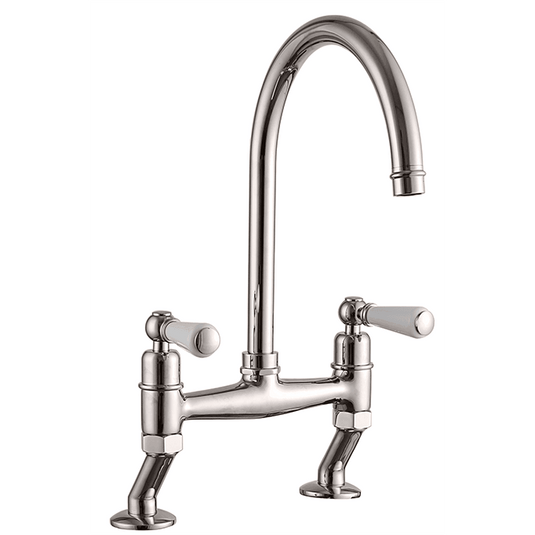 Clearwater Dephini Twin Lever Monobloc Kitchen Sink Mixer Tap - Brushed Nickel - DE2BN